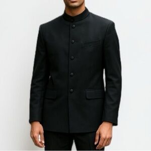 Vintage Giorgio Armani Mandarin Collar Jacket In Black